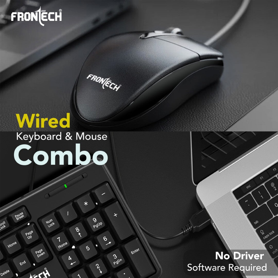 Frontech Wired Membrane Keyboard and Mouse Combo with Retractable Stands (KB-0012) Frontech Wired Membrane Keyboard and Mouse Combo with Retractable Stands (KB-0012)